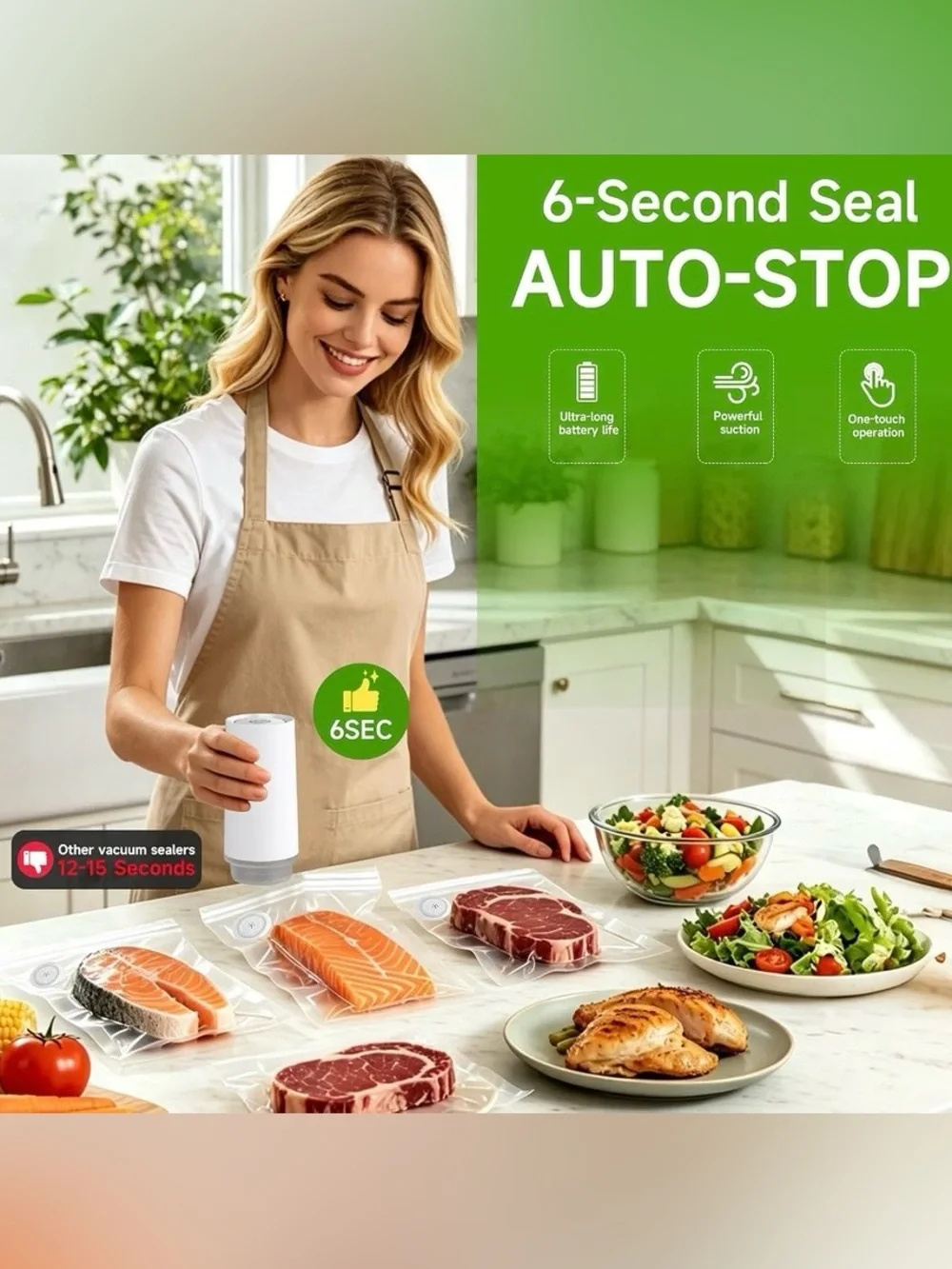 Vacuum Sealer Machine, Handheld Food Saver for Fresh Meat,Veggies & Storage